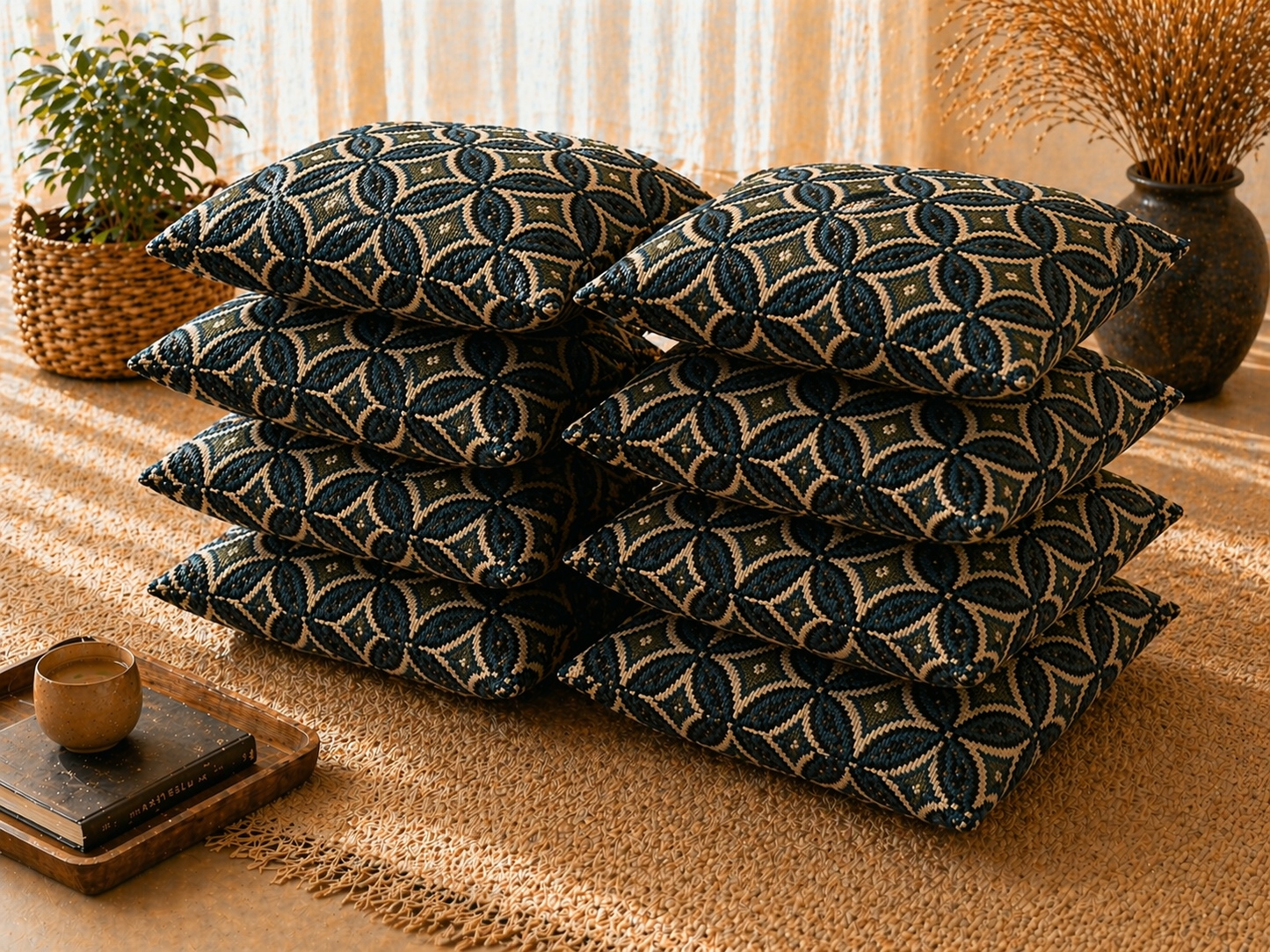 Diamond Pattern Floor Cushion Covers (Covers Only – No Filling Included)