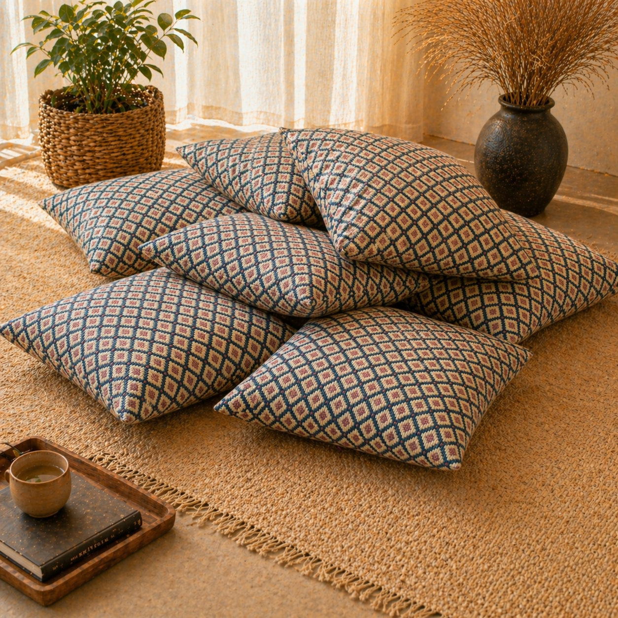Diamond Weave Pattern Floor Cushion Covers (Covers Only – No Filling Included)