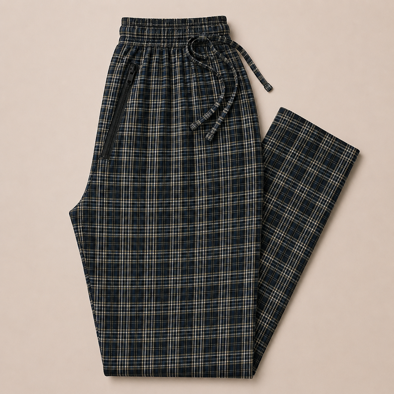 Pure Cotton Check Trouser with Zip Pockets-Pack of 4