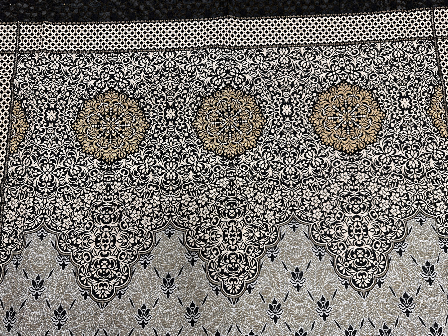 Classic Grey Multani Bedsheet – Central Mehrab Pattern