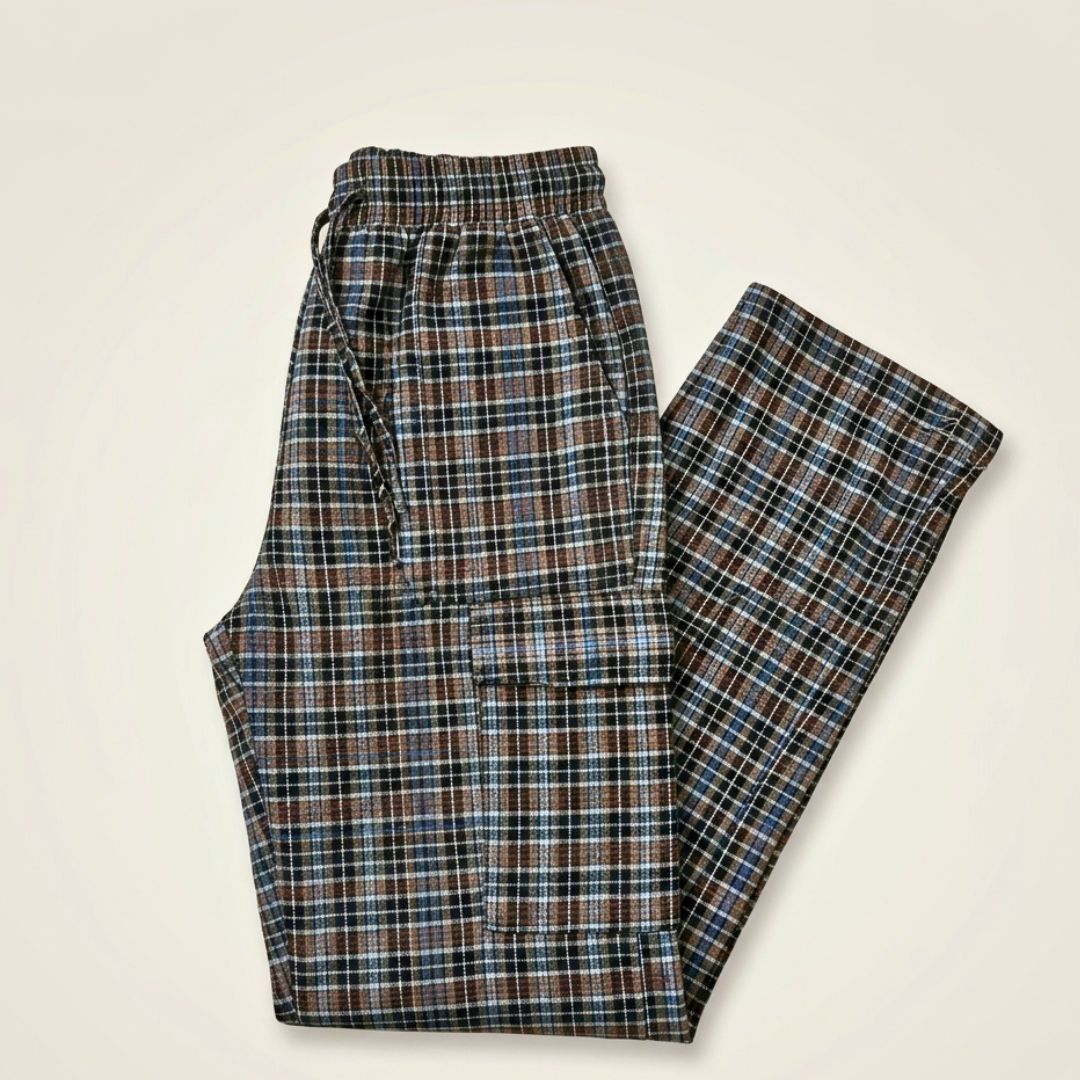 Stylish 4-Pocket Pure Cotton Check Cargo Trouser for Men-Pack of 3