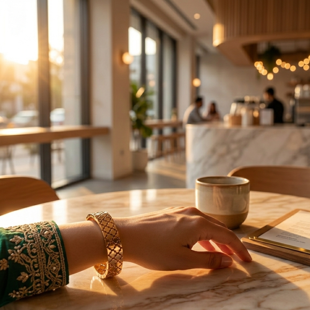 Golden Clover Geometric Stainless Steel Bracelet