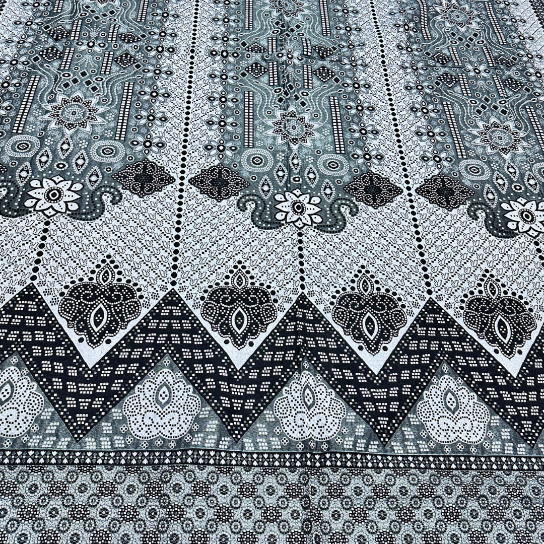 Ghulab Classic Grey & Black-3 Large Motifs-Multani Bed Sheet Set