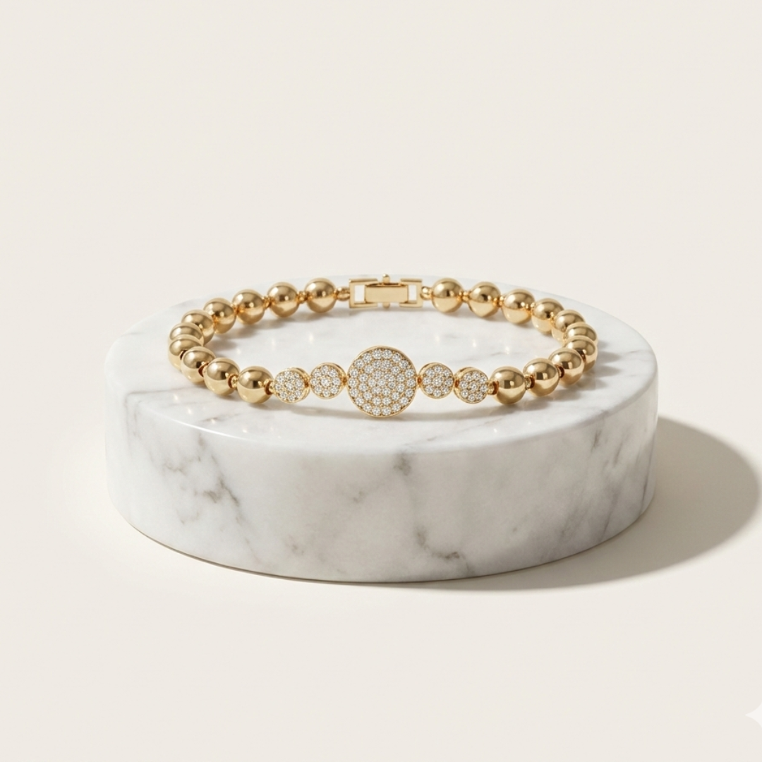 Elegant Round Crystal Gold Bracelet