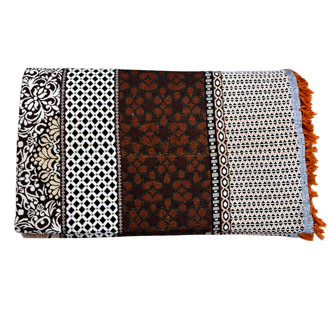 Classic Orange Multani Bedsheet – Central Mehrab Pattern