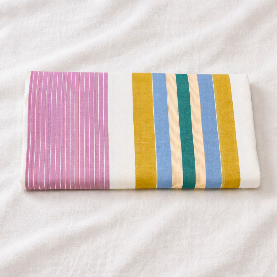 KT Cotton Double Bed Bedsheet-Elegant Multicolor Stripes