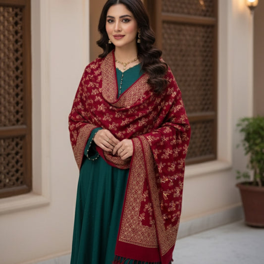 Traditional Velvet  Shawl – Classic Ethnic Pattern