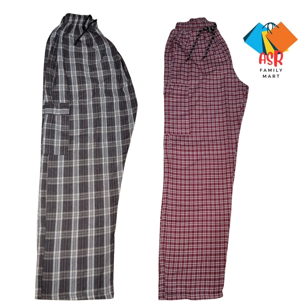Stylish 4-Pocket Poly-Cotton Check Cargo Trouser for Men-Pack of 2