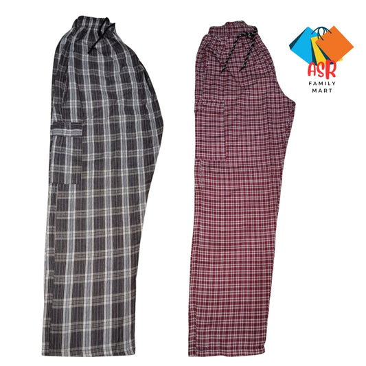 Stylish 4-Pocket Poly-Cotton Check Cargo Trouser for Men-Pack of 2