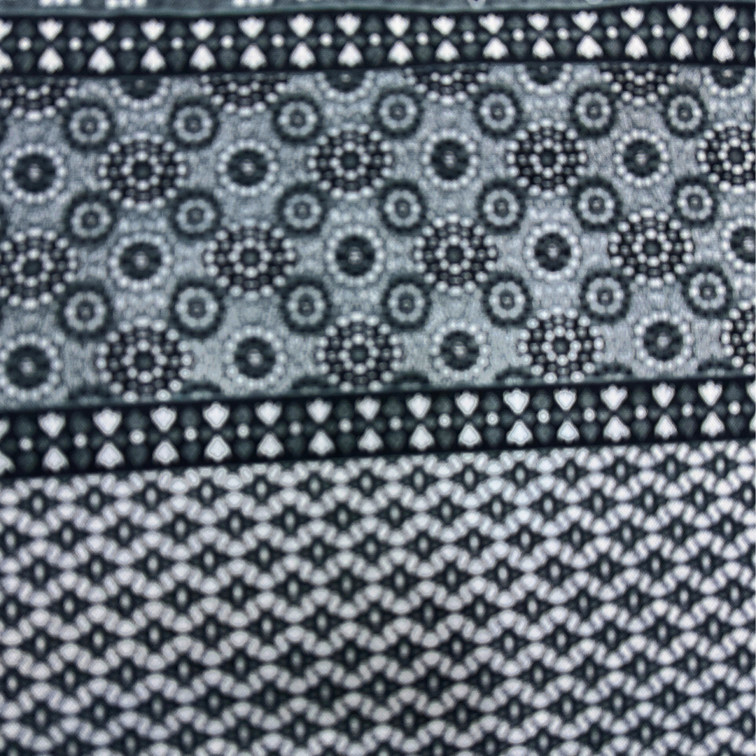 Ghulab Classic Grey & Black-3 Large Motifs-Multani Bed Sheet Set