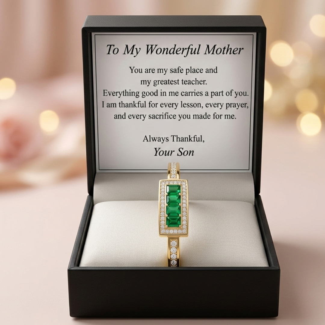 Premium Green Gemstone Geometric Stainless Steel Bracelet