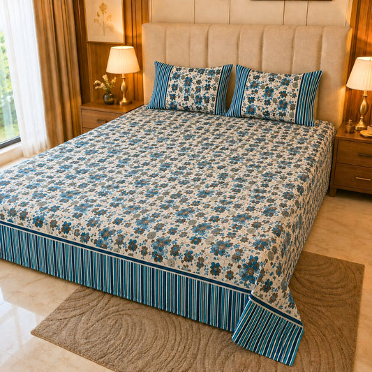 Blossom Border Soft Cotton Bedsheet Set