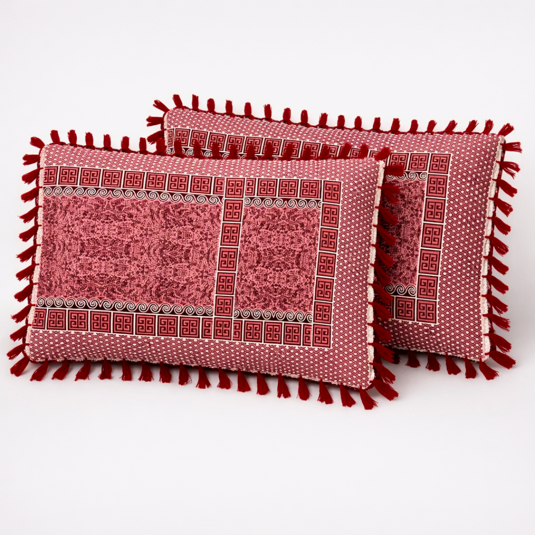 Ghulab Classic White & Red Multani Bed Sheet Set