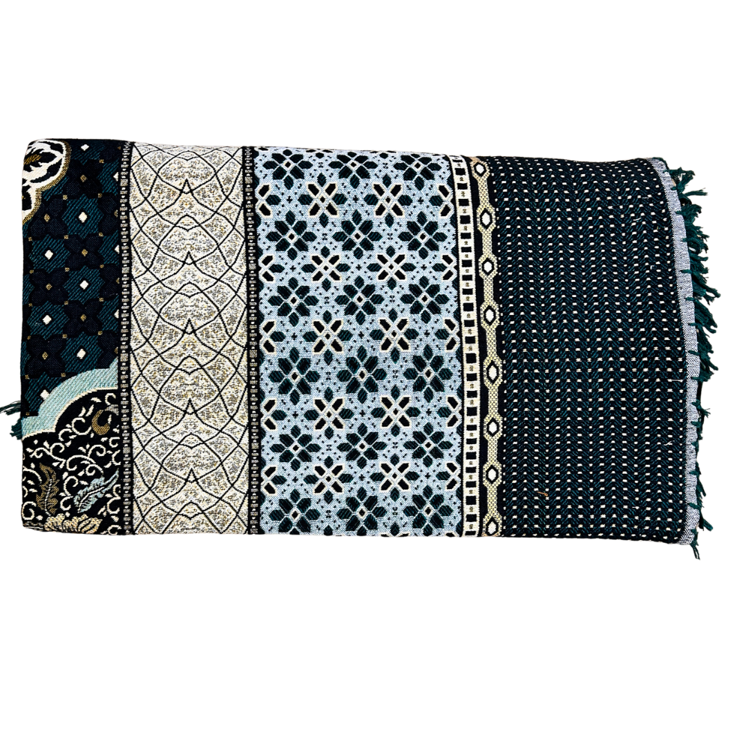 Traditional Emerald Green Multani Bedsheet – Diamond Floral Pattern