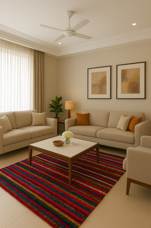 Rainbow Stripes Handmade Rug | 4x6 ft Colorful Striped Rug