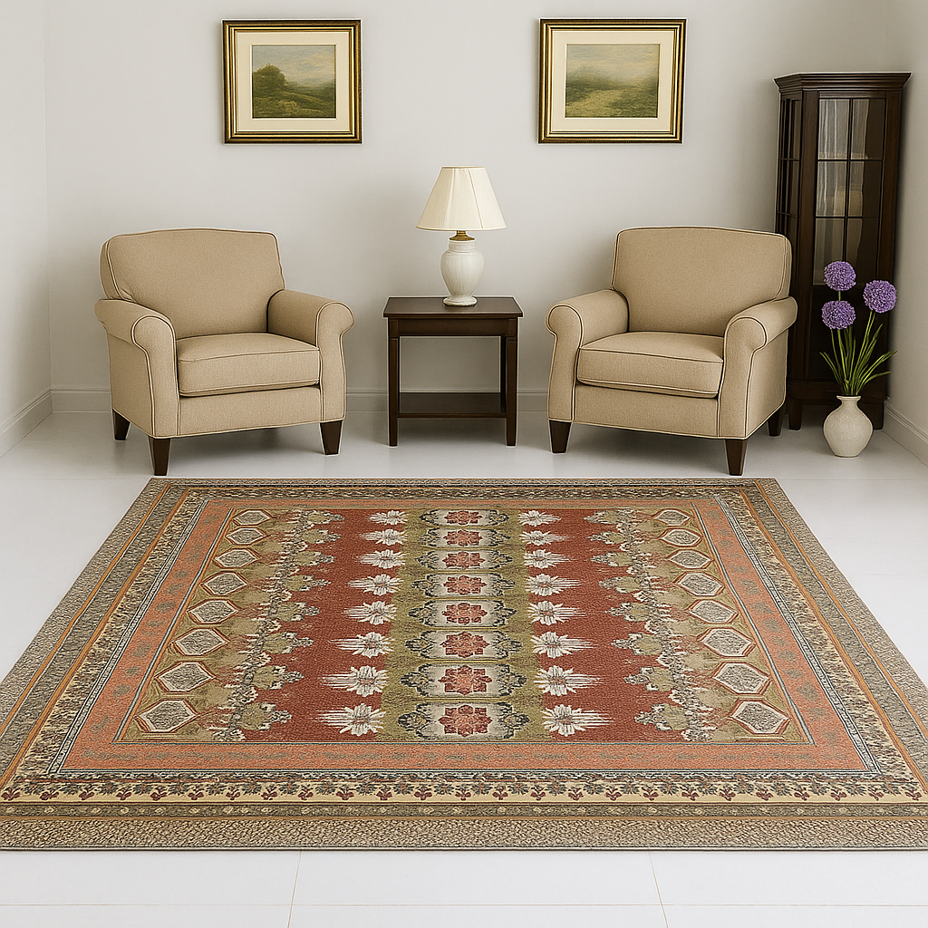 Traditional Multani Jazem – 9x11.5 Ft – Floral Hexagon Classic