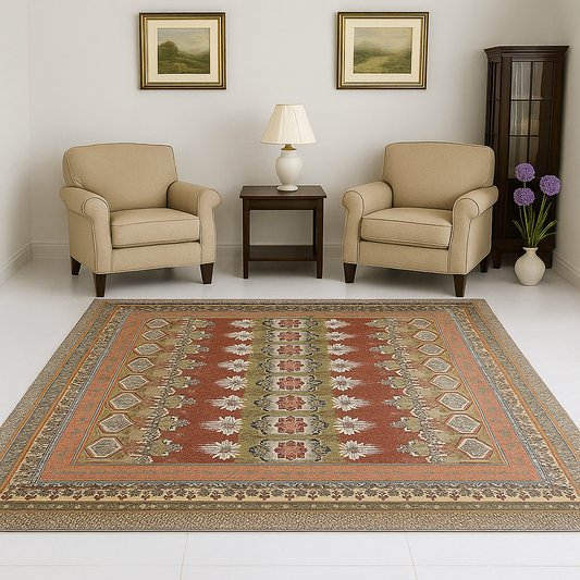 Traditional Multani Jazem – 9x11.5 Ft – Floral Hexagon Classic