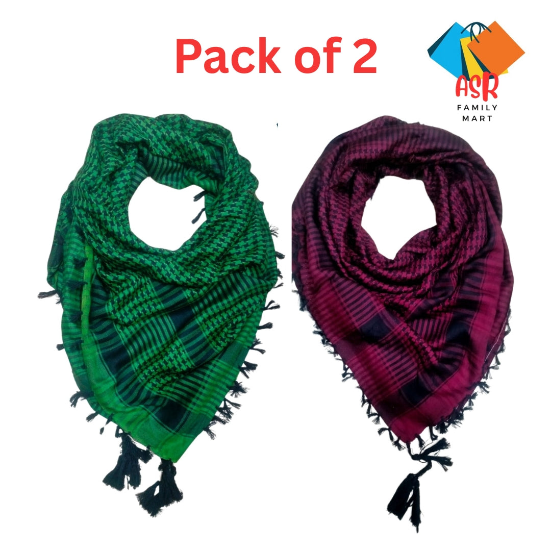 Elegant Checkered Shemagh Scarves for Men with Tassels-Pack of 2