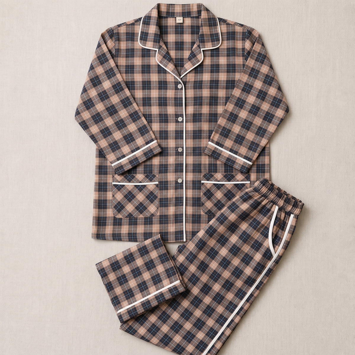 Women’s Brown & Grey Checkered Night Suit & Loungewear