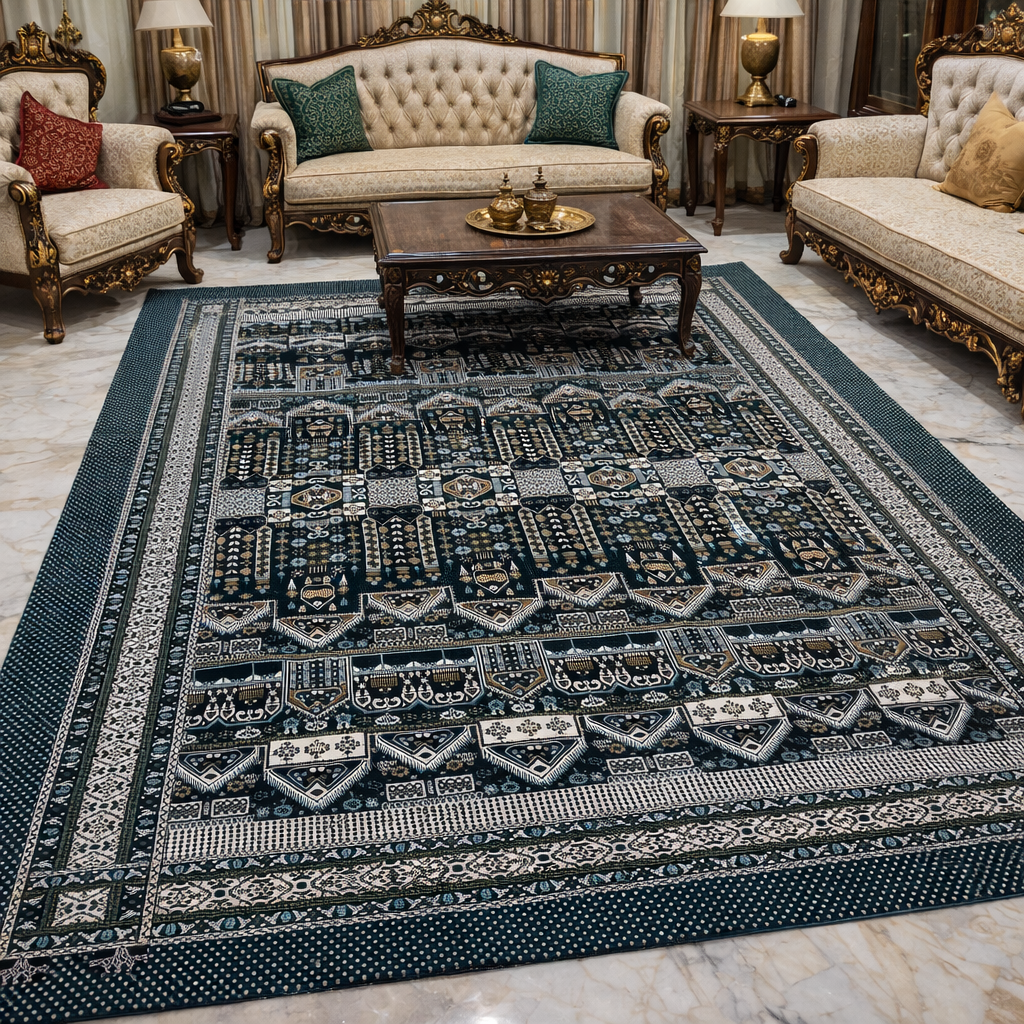 Traditional Multani Jazem – 9×12 Ft –Tribal Geometric Pattern