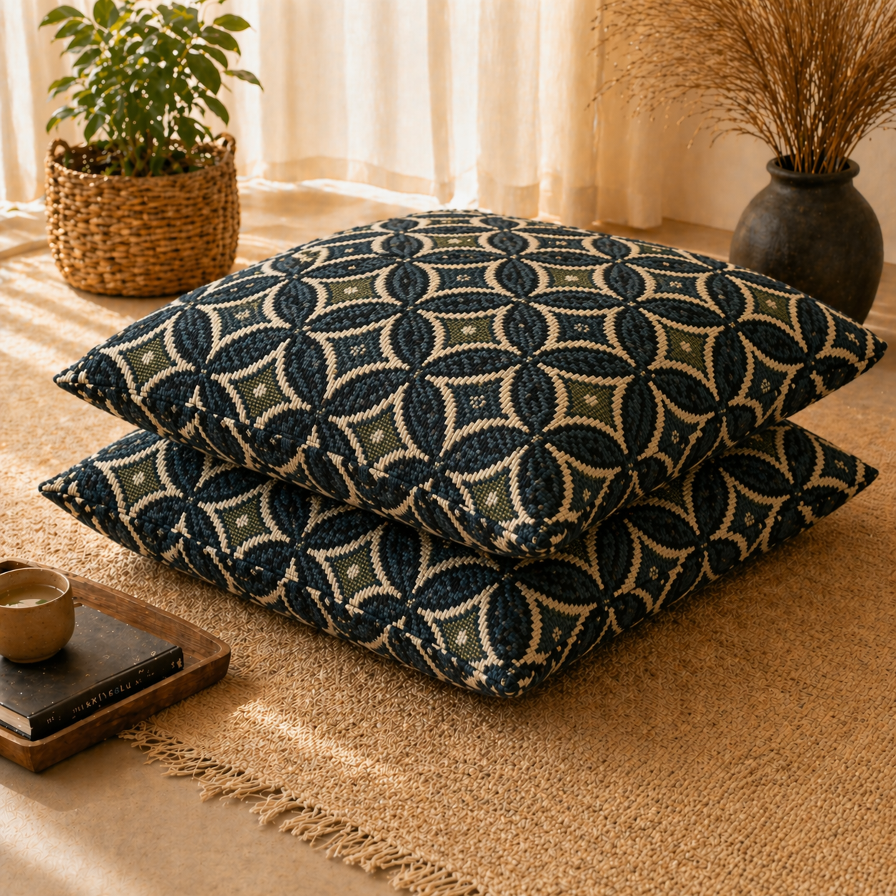 Diamond Pattern Floor Cushion Covers (Covers Only – No Filling Included)