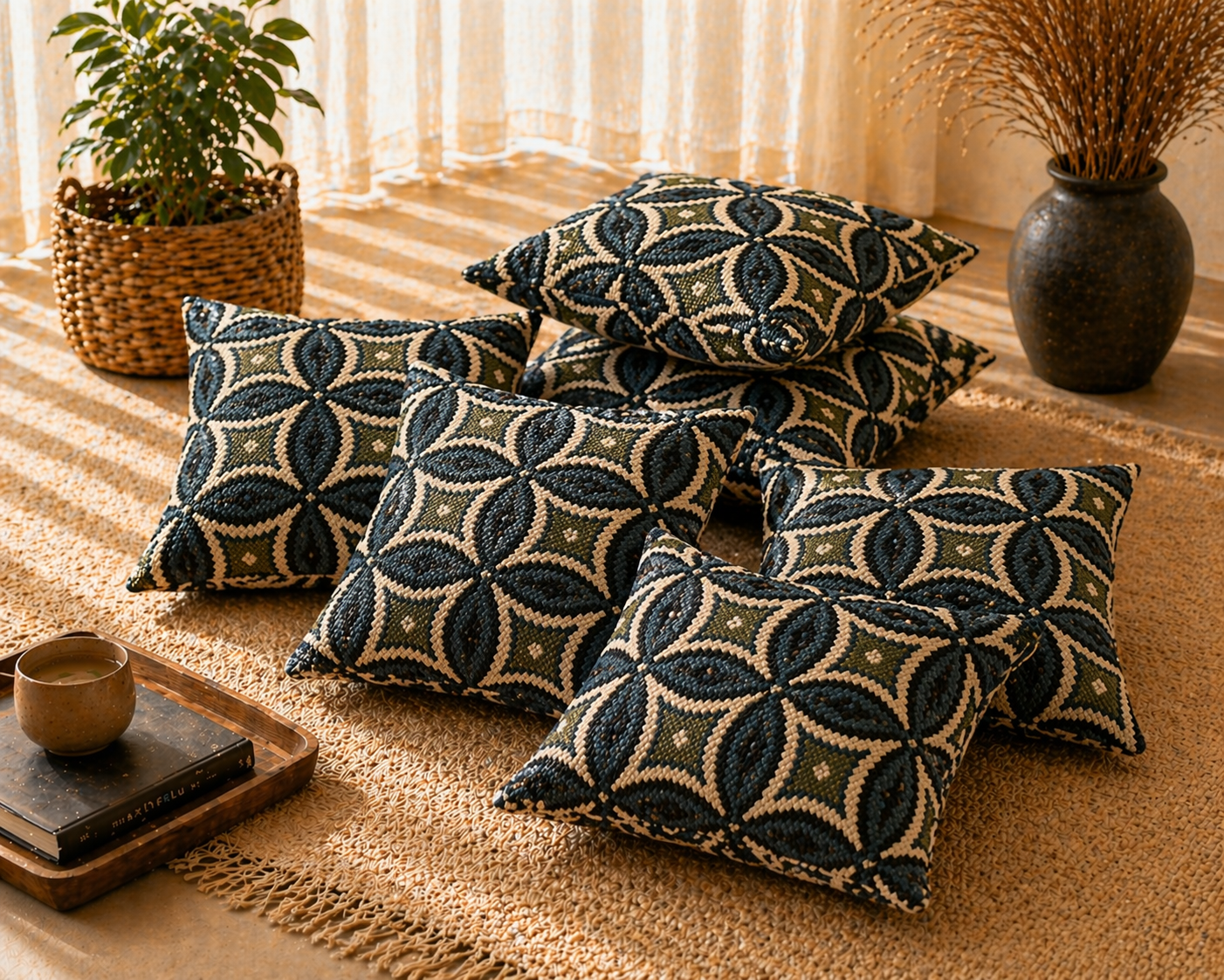 Diamond Pattern Floor Cushion Covers (Covers Only – No Filling Included)