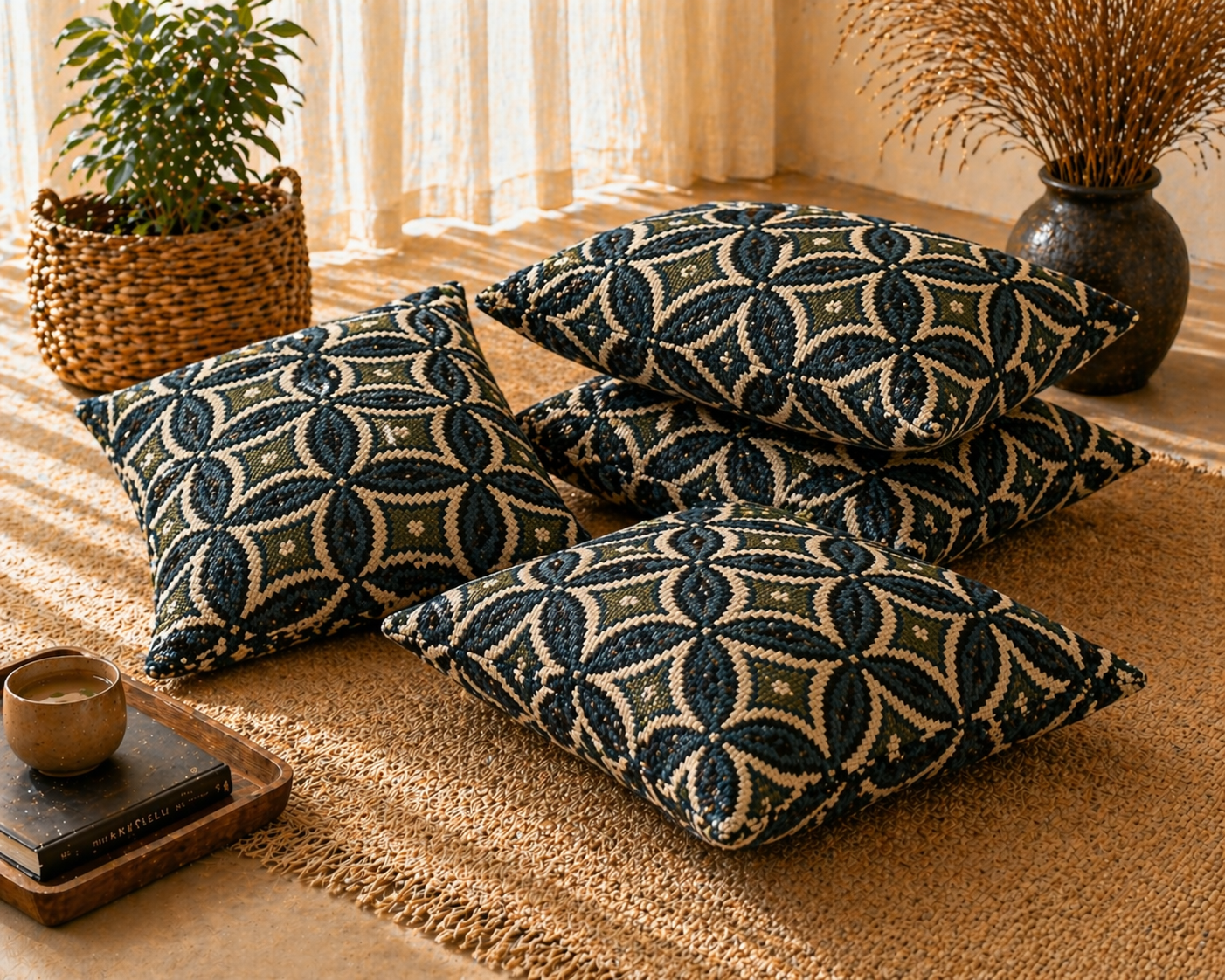 Diamond Pattern Floor Cushion Covers (Covers Only – No Filling Included)