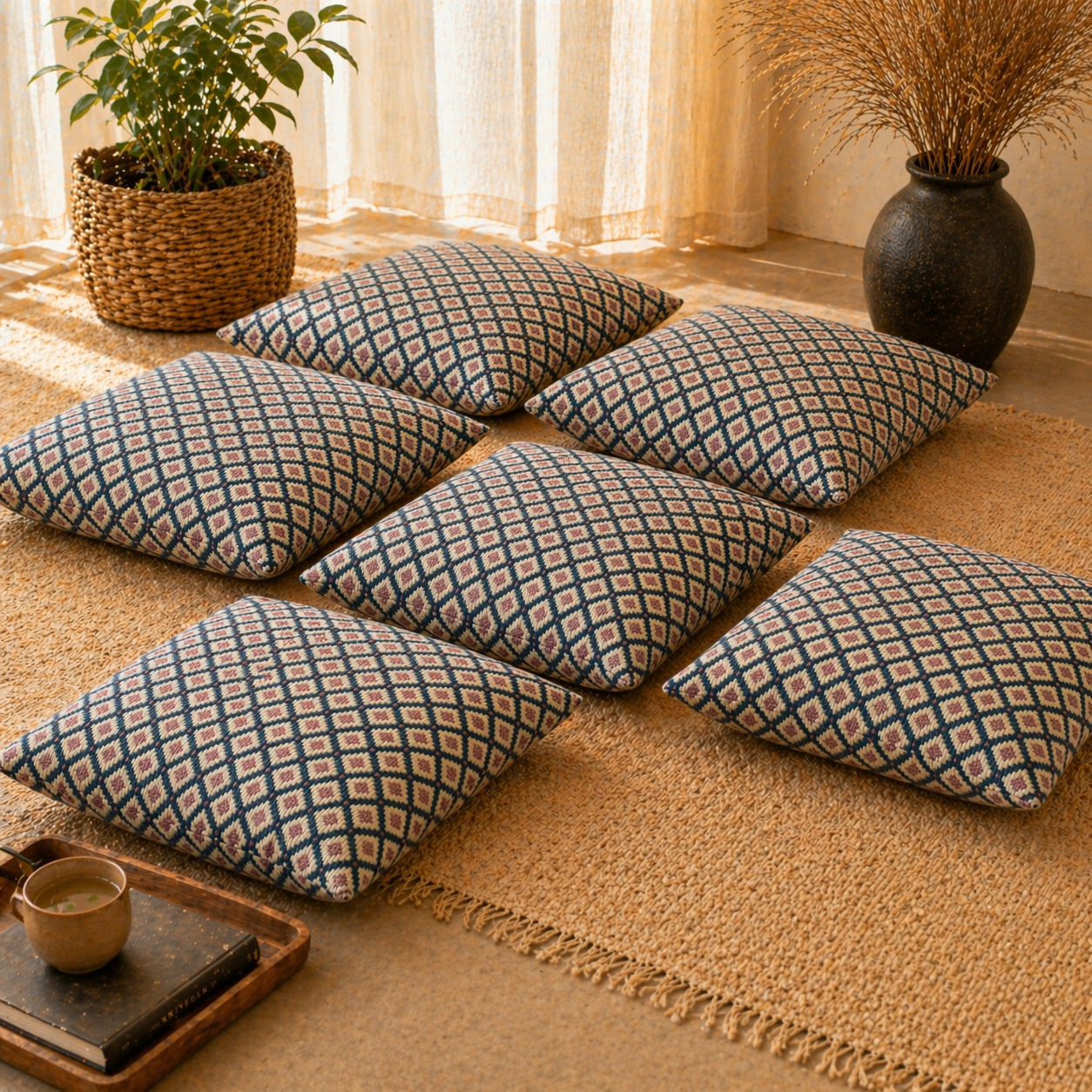 Diamond Weave Pattern Floor Cushion Covers (Covers Only – No Filling Included)