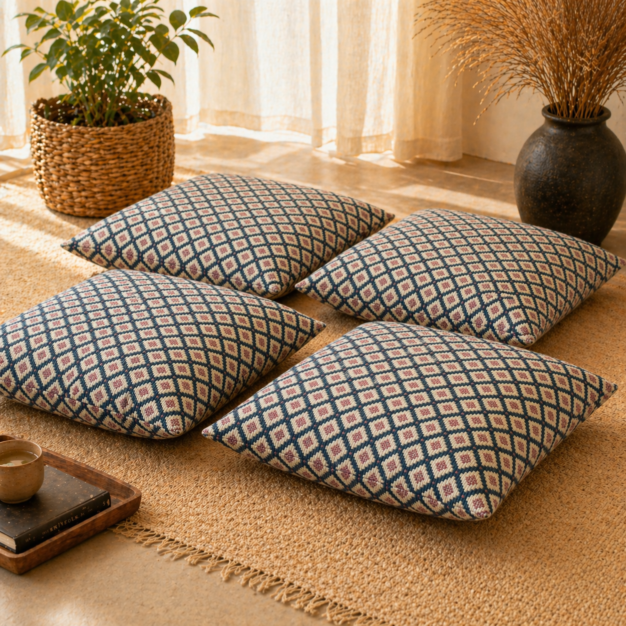 Diamond Weave Pattern Floor Cushion Covers (Covers Only – No Filling Included)