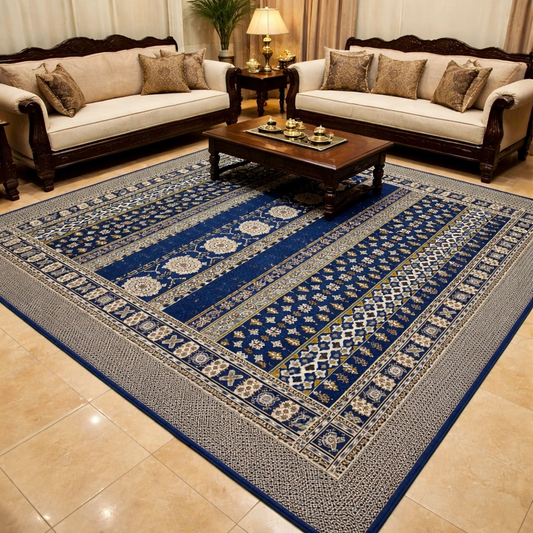 Traditional Multani Jazem – 9x12 Ft – Geometric Floral Stripes FT