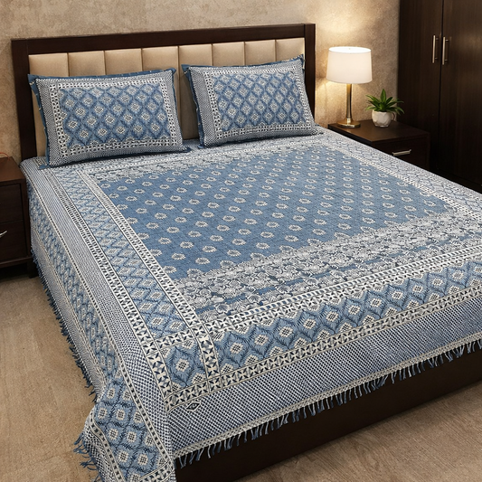 Ferozi Diamond Motif Multani Bedsheet Set
