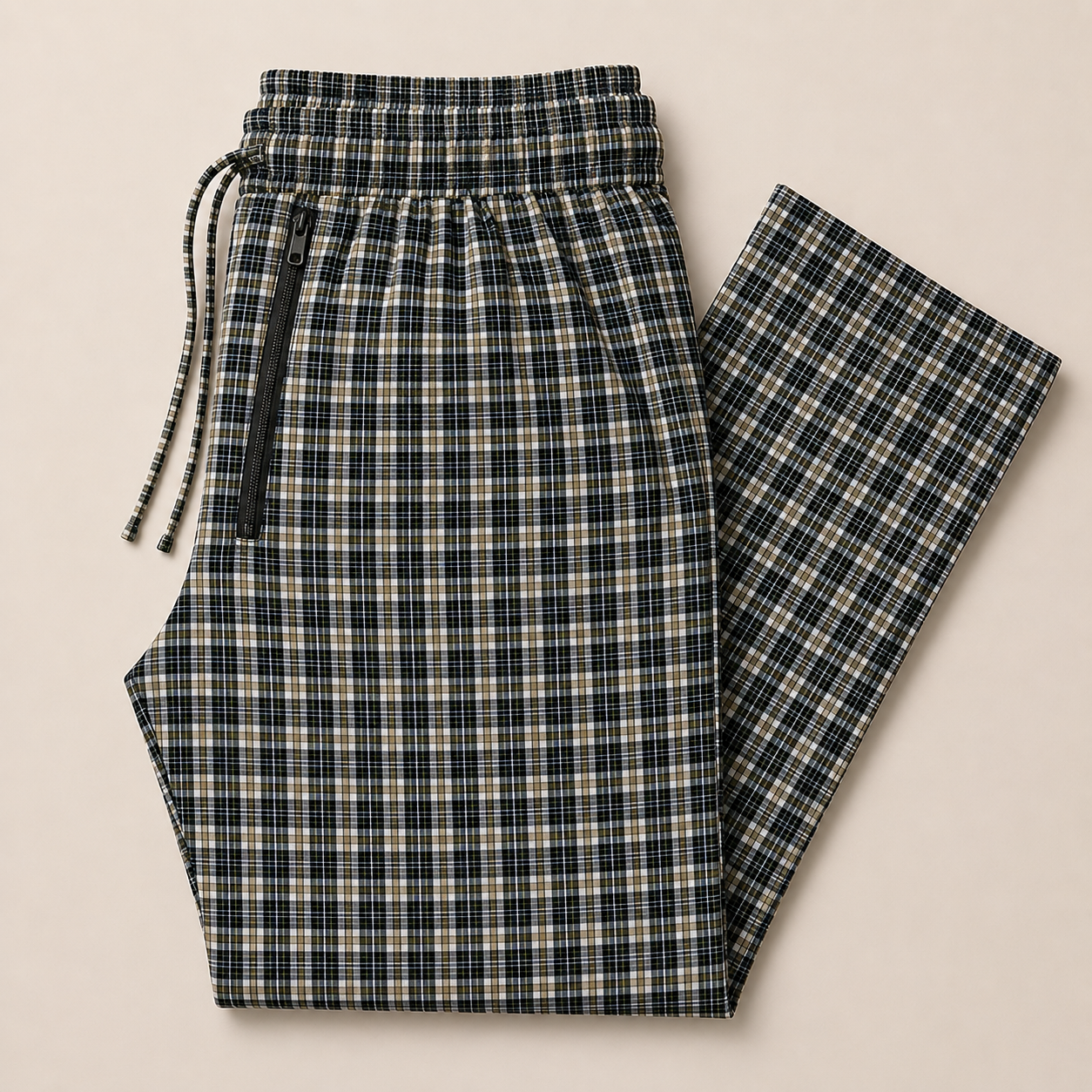 Pure Cotton Check Trouser with Zip Pockets-Pack of 4