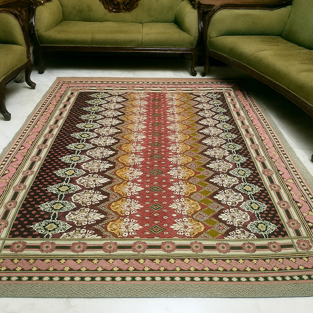 Traditional Multani Jazem– 9x11.5 Ft – Chevron Floral Classic