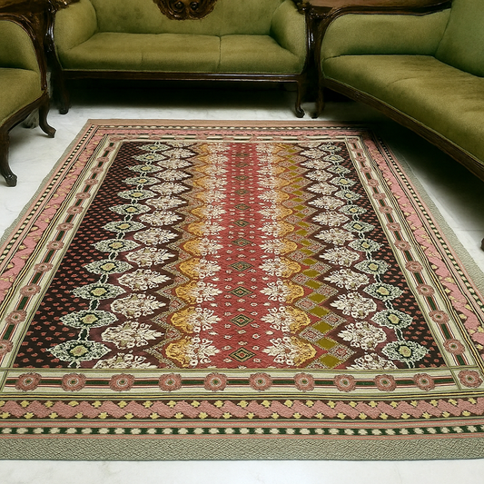 Traditional Multani Jazem– 9x11.5 Ft – Chevron Floral Classic