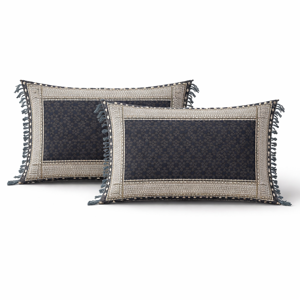Classic Grey Multani Bedsheet – Central Mehrab Pattern