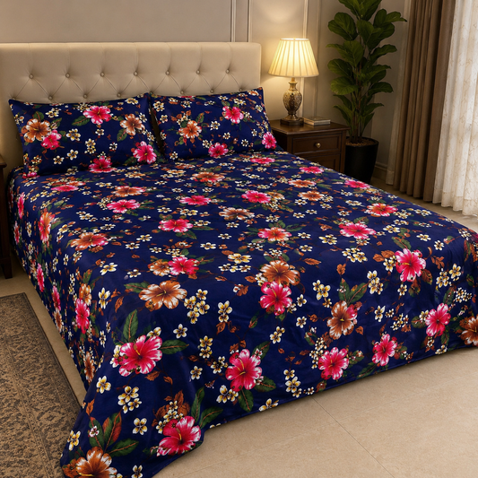 Paradise Petals Soft Cotton Printed Bedsheet Set