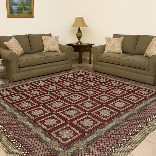 Traditional Multani Jazem – 9x11.5 Ft – Geometric Signature Design