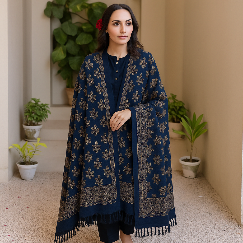 Traditional Velvet  Shawl – Classic Ethnic Pattern