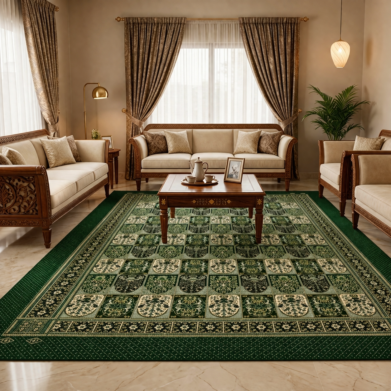 Traditional Multani Jazem –9*12 Ft- Heritage Floral Panels FT