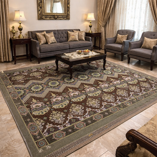 Traditional Multani Jazem – 9x10 Ft – Heritage Floral Crown Pattern