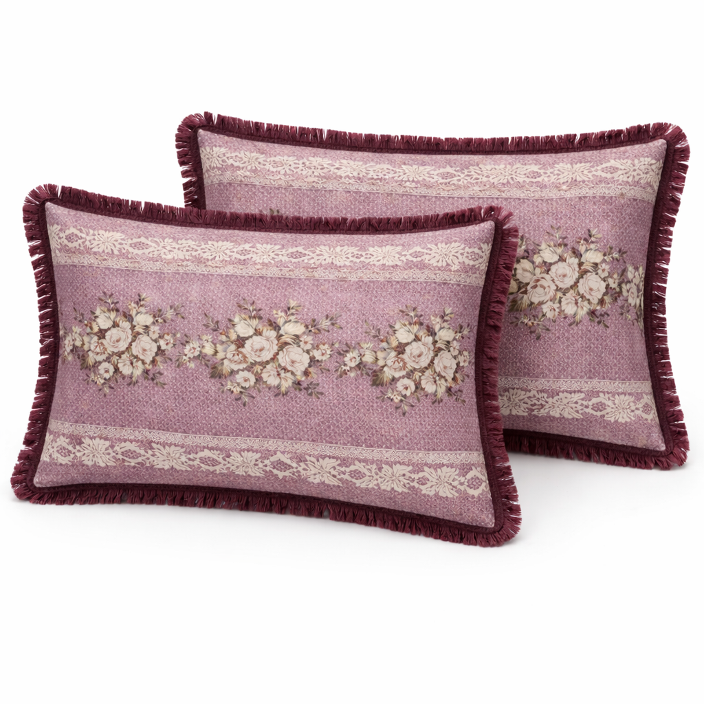 Floral Stripe Multani  Bed Sheet –Maroon Classic Design