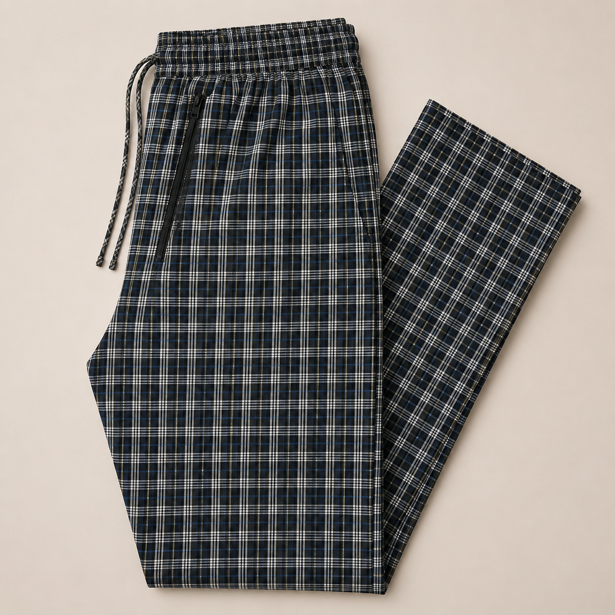 Pure Cotton Check Trouser with Zip Pockets-Pack of 4