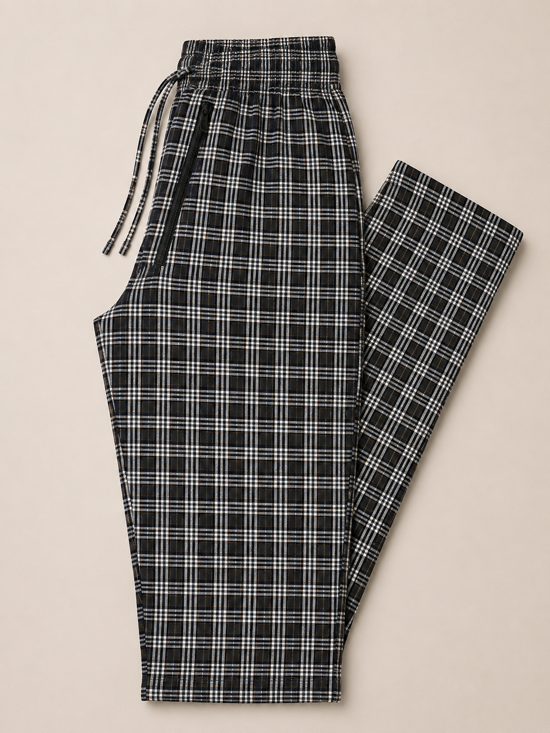 Pure Cotton Check Trouser with Zip Pockets-Pack of 4