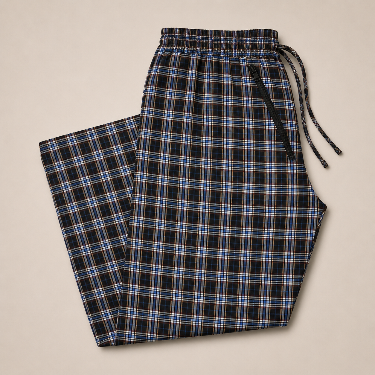 Pure Cotton Check Trouser with Zip Pockets-Pack of 4