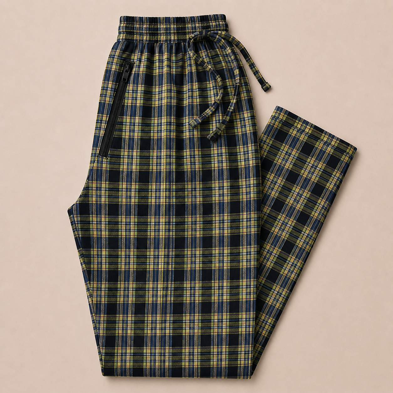 Pure Cotton Check Trouser with Zip Pockets-Pack of 4
