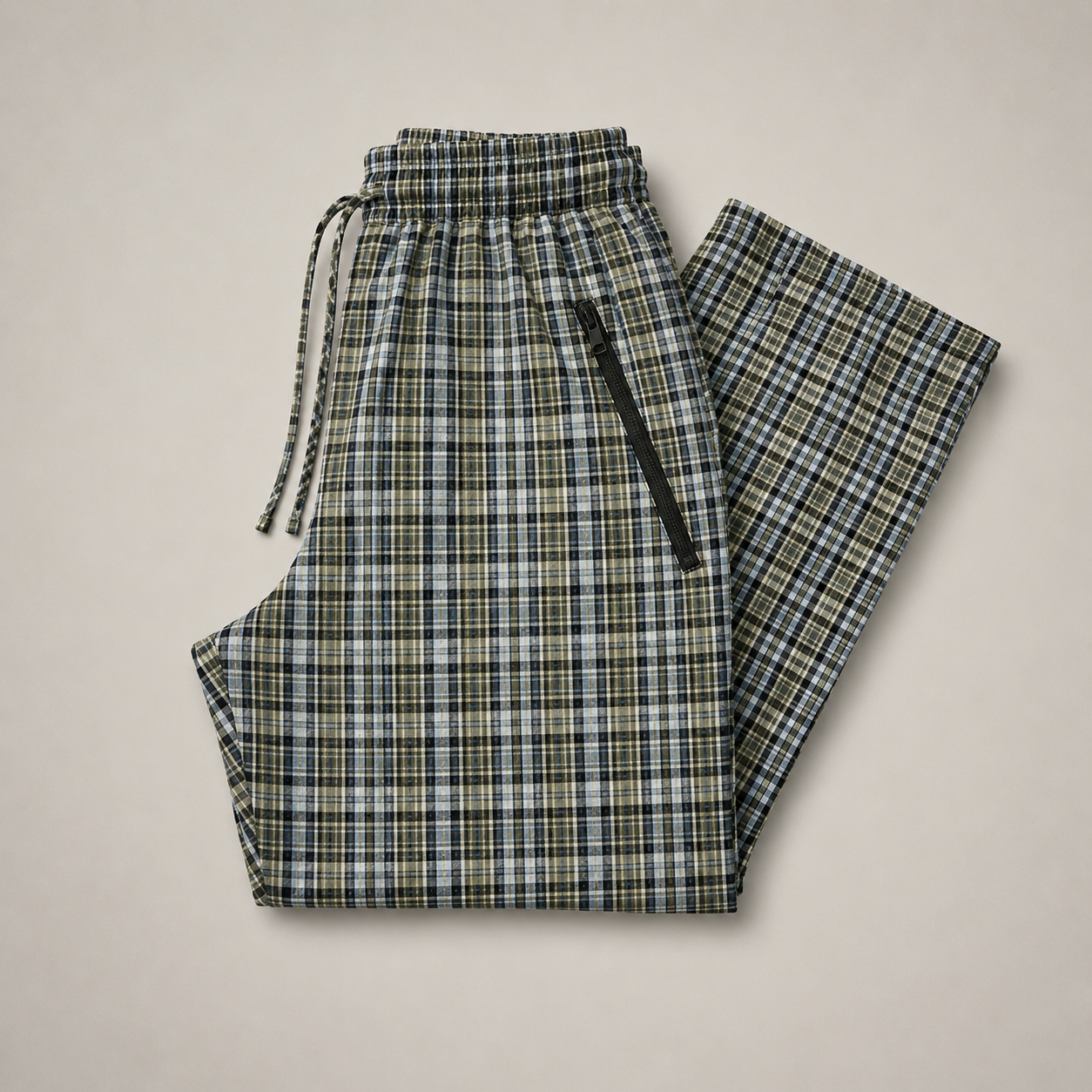 Pure Cotton Check Trouser with Zip Pockets-Pack of 2