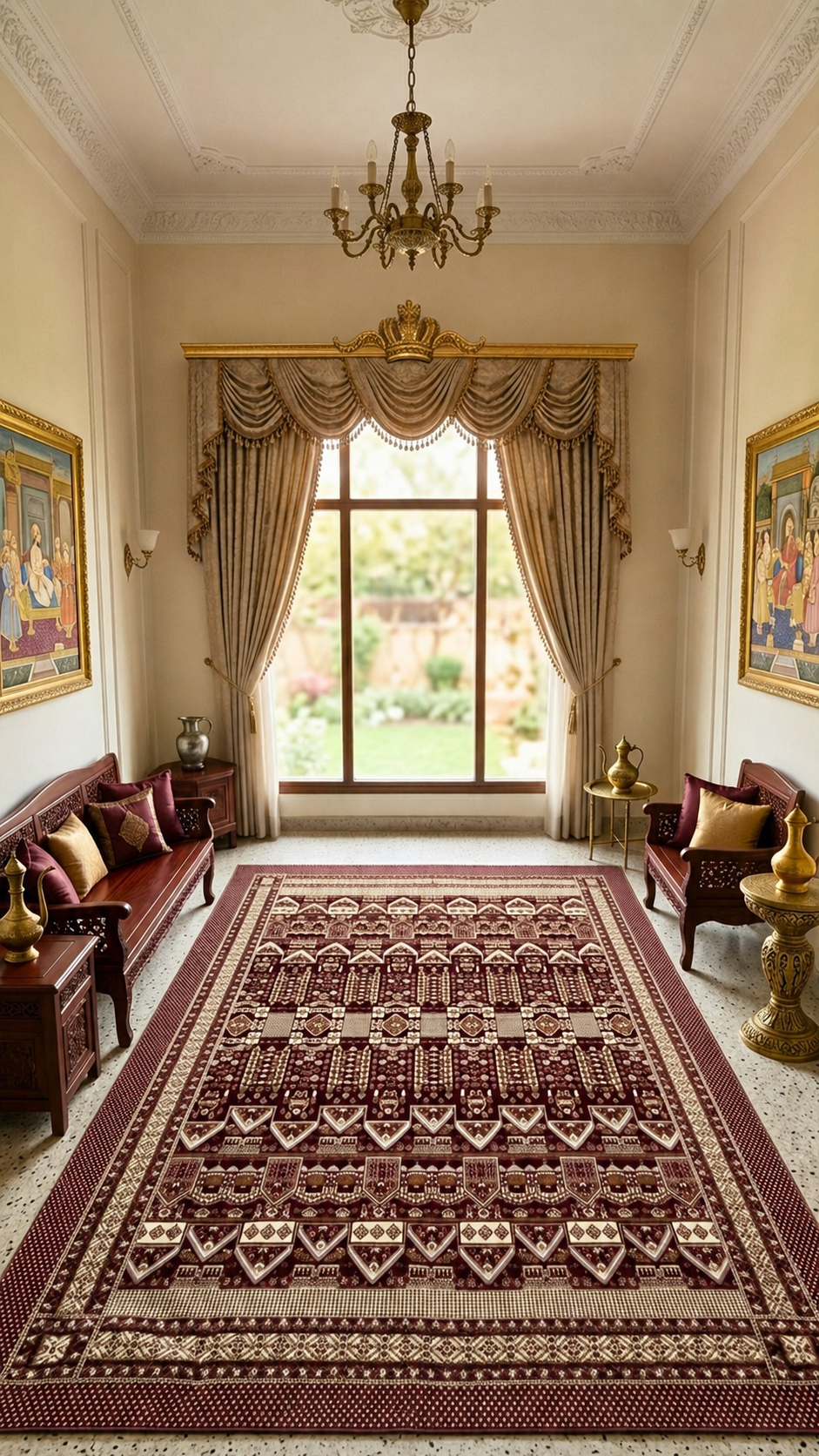 Traditional Multani Jazem – 9×12 Ft –Tribal Geometric Pattern