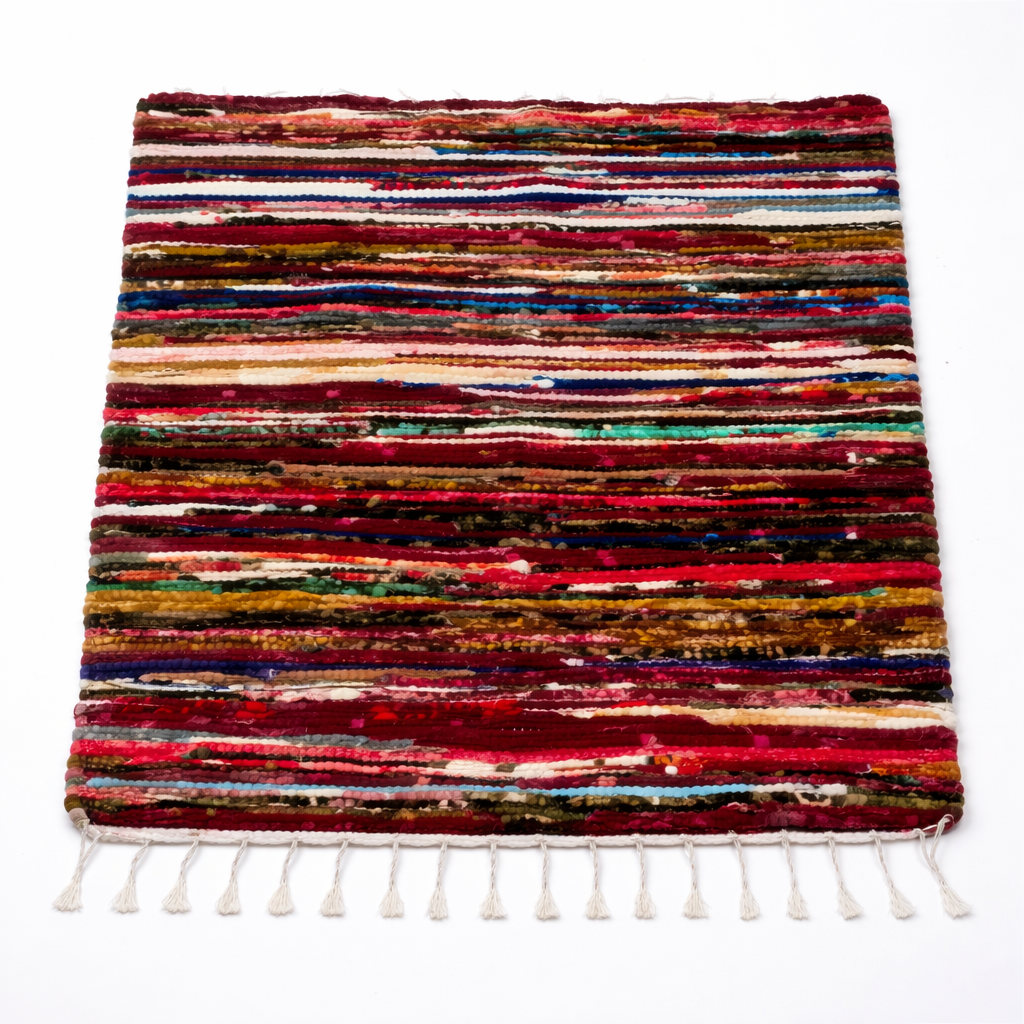 Rainbow Stripes Handmade Rug | 4x6 ft Colorful Striped Rug