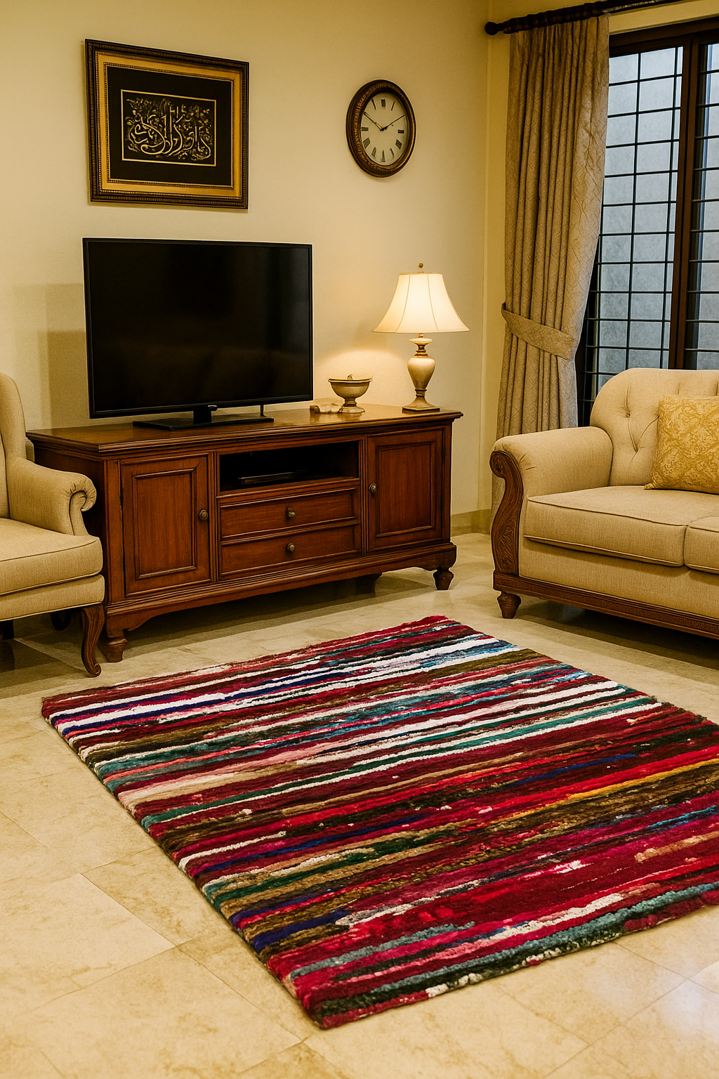 Rainbow Stripes Handmade Rug | 4x6 ft Colorful Striped Rug