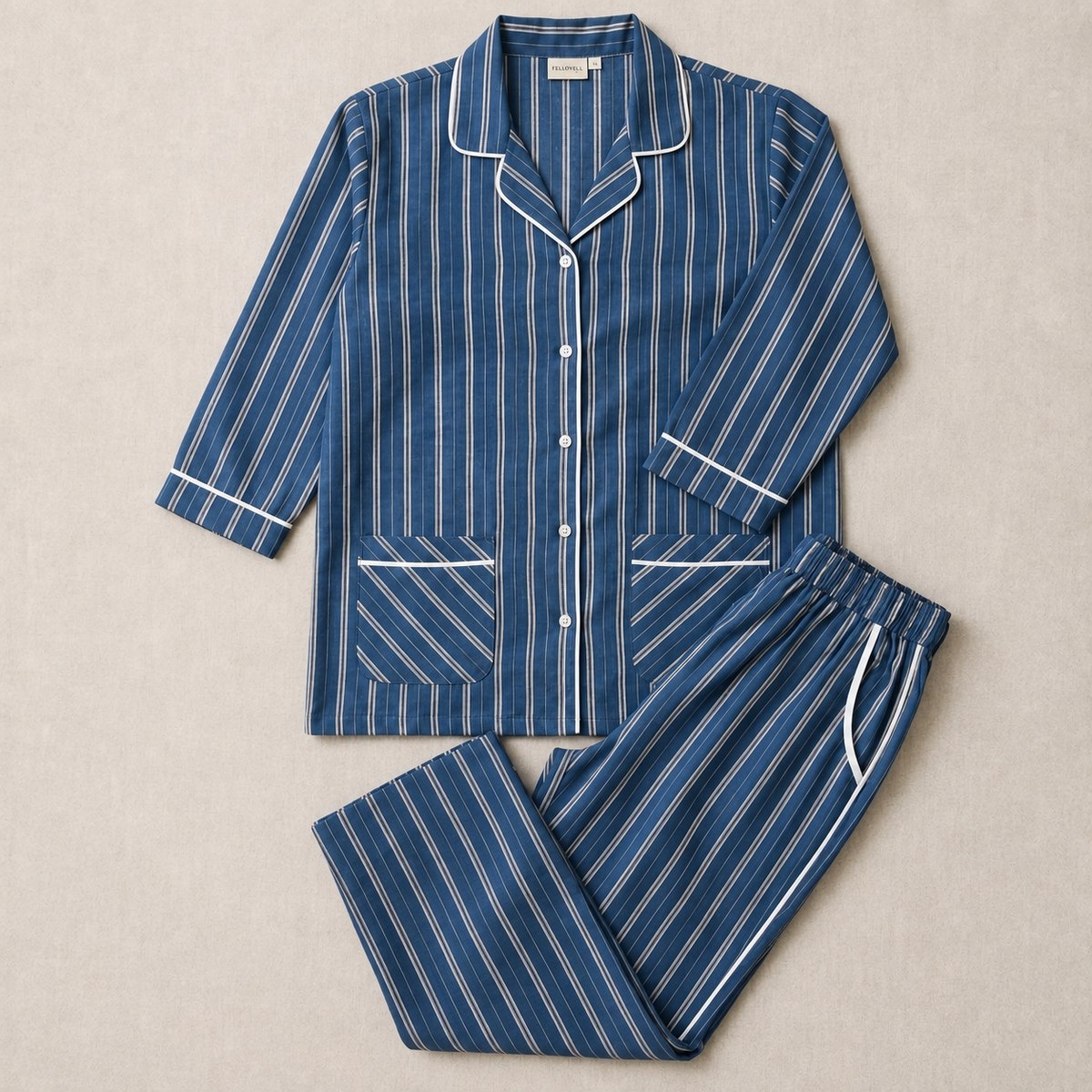 Women’s Premium Blue Vertical Stripes Night Suit & Loungewear